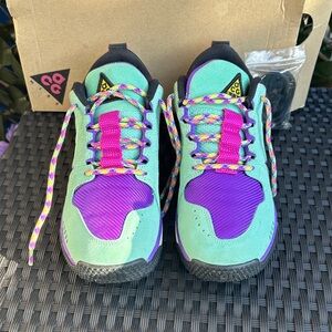 Nike Men’s Sneakers - Purple and Teal